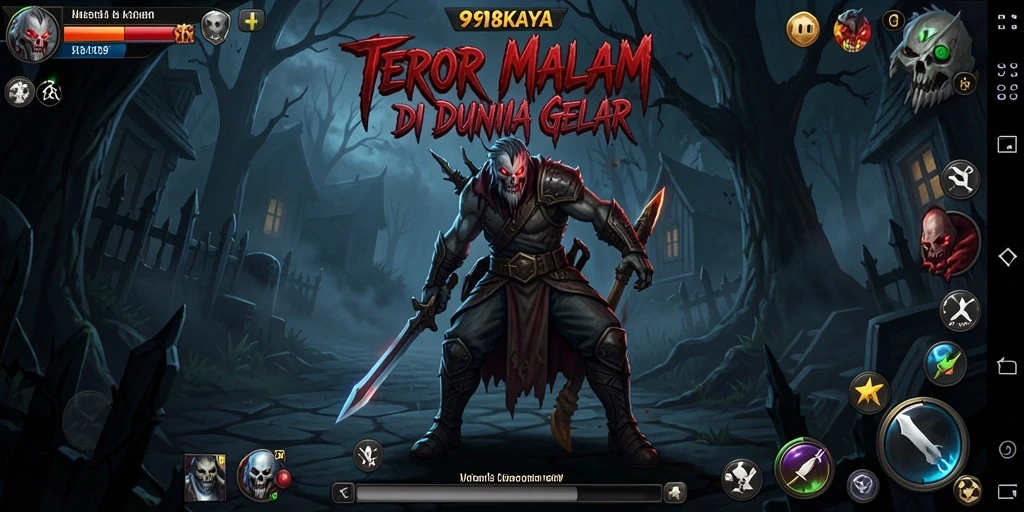 Tangkap layar gameplay <strong>918KAYA</strong> yang menampilkan suasana menyeramkan dan mencekam.