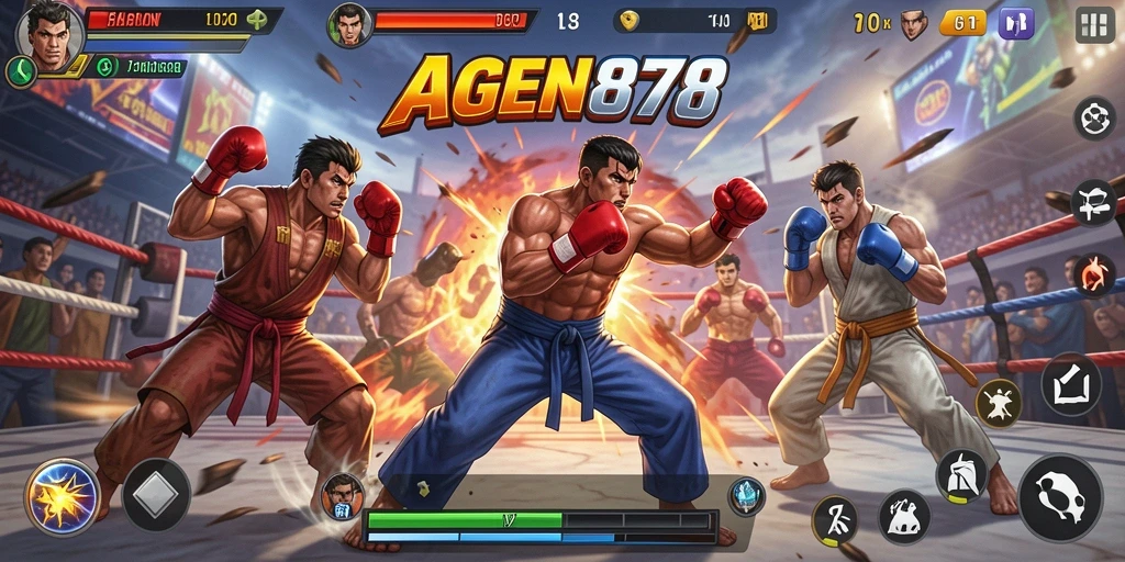 Tampilan seru pertarungan di AGEN878 dengan efek visual yang memukau.