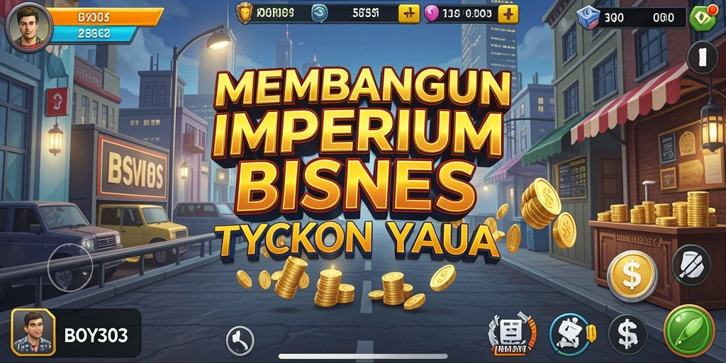 Tampilan gameplay menakjubkan BOY303 yang menampilkan dunia bisnis Tycoon.
