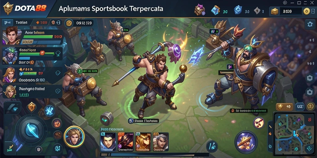 Tampilan antarmuka aplikasi DOTA88 untuk taruhan olahraga.