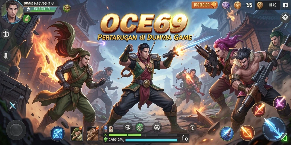 Screenshot gameplay yang intens dari pertarungan OCE69.