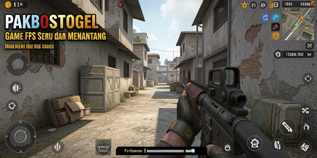 Tangkapan layar utama PAKBOSTOGEL menampilkan aksi FPS yang mendebarkan.